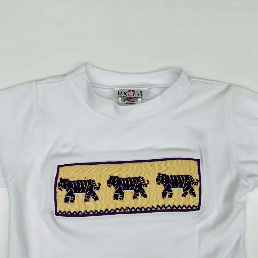 NWT Ruth & Ralph Size 5 LSU Smocked Short Set